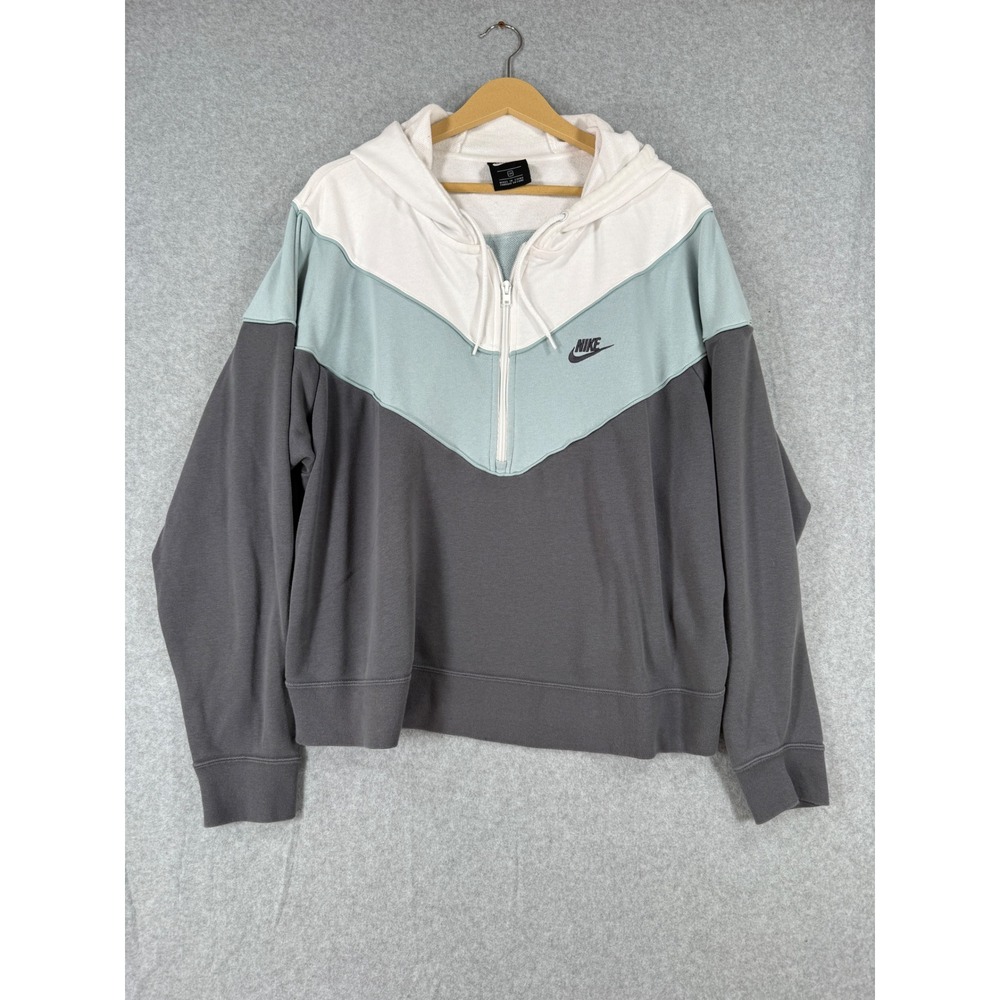 Nike 3X Hoodie Sportswear Heritage Cotton Colorblock Half Zip Pullover